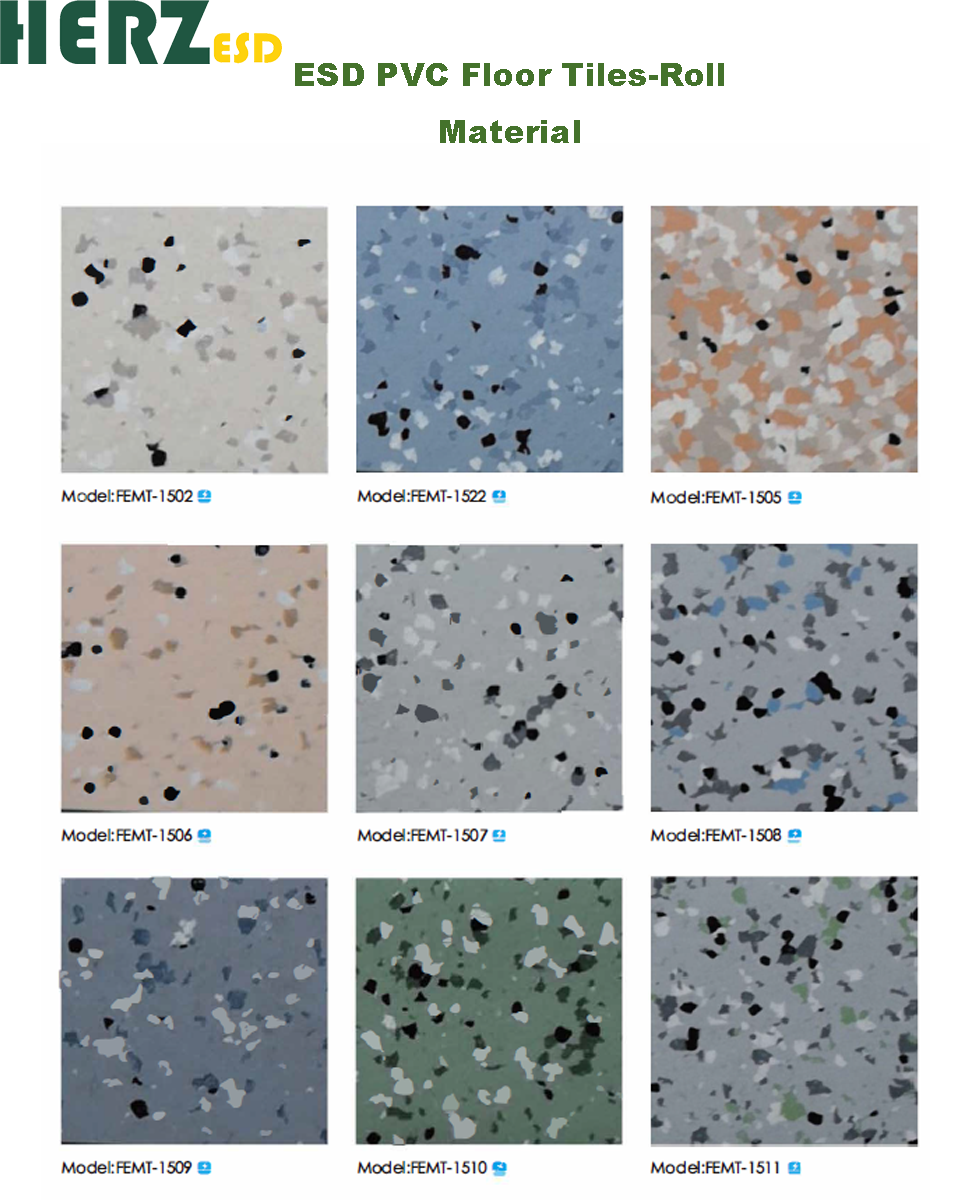 Antistatic Conductive PVC Flooring Mat Vinyl Flooring Indoor Tile Anti-static PVC Floor ESD Tiles
